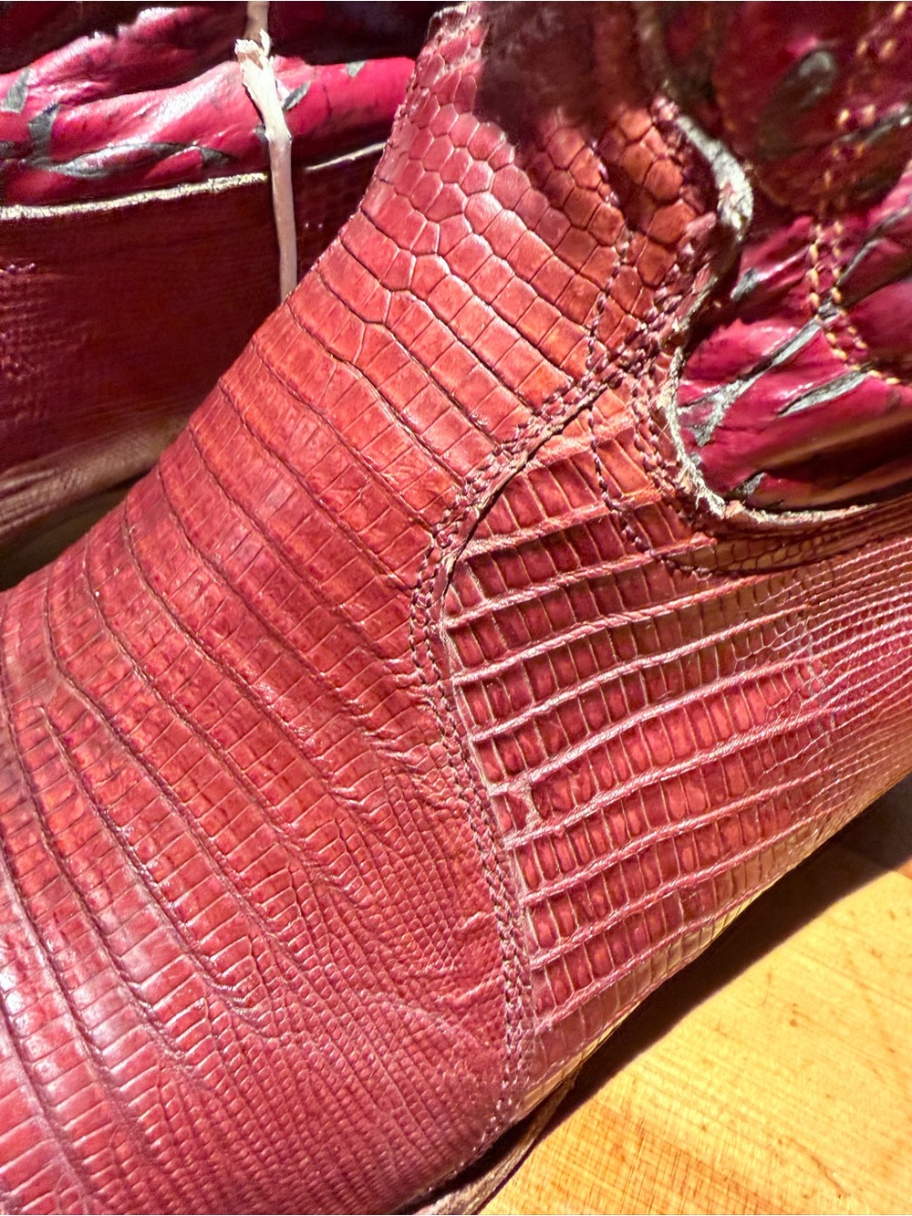 Frye Red Leather Western Boots with Tan & Cream Accents - Picture 5 of 6
